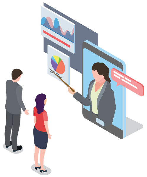 two people getting an online demo